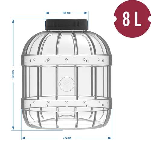 Särkymätön, monikäyttöinen purkki mustalla kannella, 8L - 3
