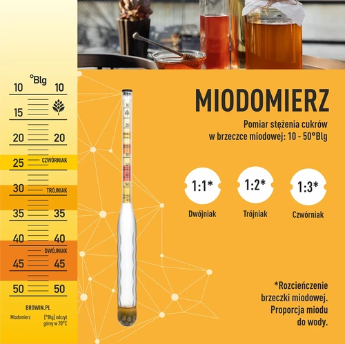 Särkymätön simamittari mittaputkella, mittausalue 10–50 °Blg - 6