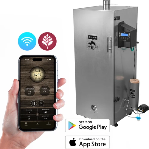 Savustuskaappi dragON, teräksinen 220 L, IQ – Wi‑Fi-ohjauksella
