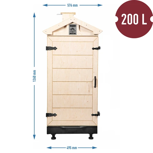 Savustuskammio sertifioidusta vanerista, rungoton 200 l, pyörillä - 4