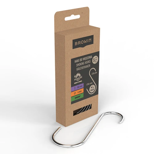 Savustuskoukut – S, päät viistetty 45°, 4 mm x 150 mm, 5 kpl - 2