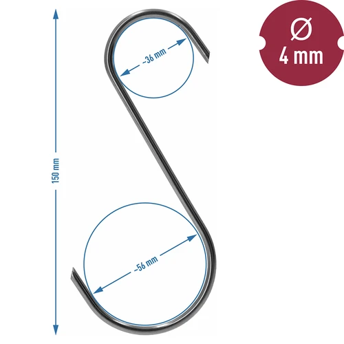 Savustuskoukut – S, päät viistetty 45°, 4 mm x 150 mm, 5 kpl - 6