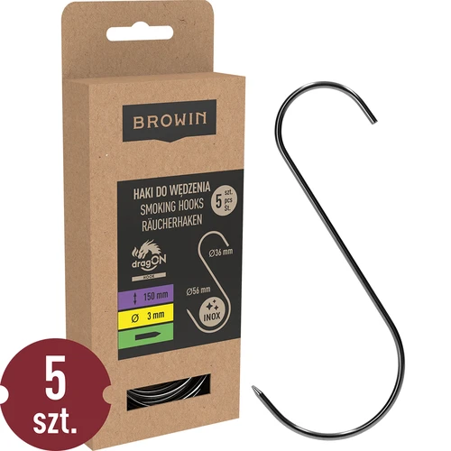 Savustuskoukut – S, teroitettu, 3 mm x 150 mm, 5 kpl