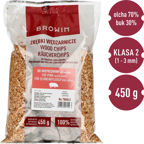 Savustus- ja grillauslastut 70 % leppä + 30 % pyökki, 450 g, luokka 2 - 3