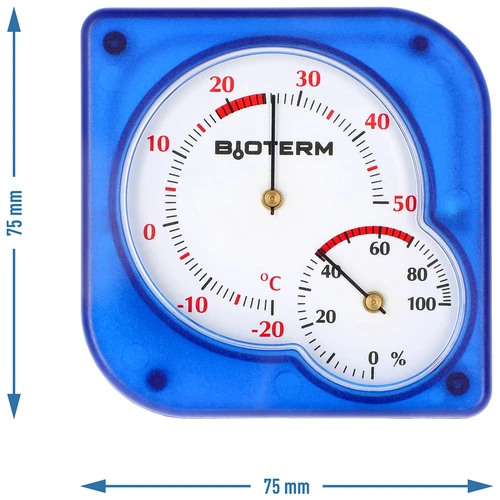 Sisälämpömittari bimetallinen hygrometrillä (-20 - +50°C), sininen - 4