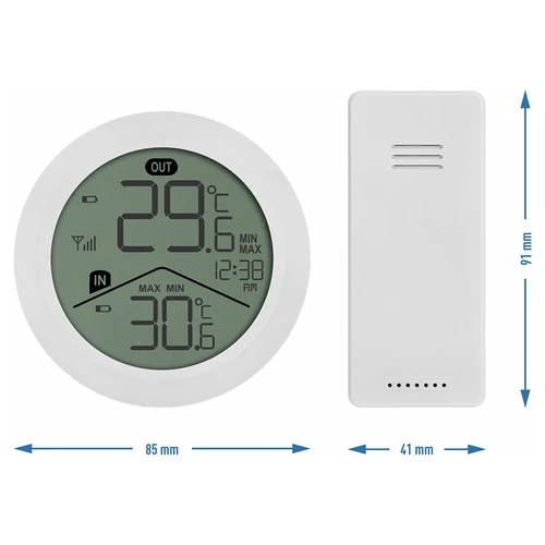 Soens-merkkinen elektroninen lämpömittari – ulkoanturilla, pyöreä, valkoinen - 5