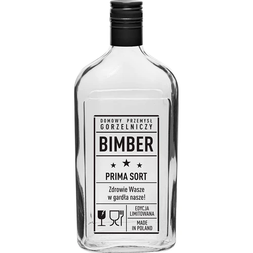 Piersiówka-pullo 500 ml kierrekorkilla, painatus "Bimber PRL", 1 kpl