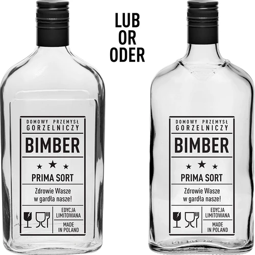 Piersiówka-pullo 500 ml kierrekorkilla, painatus "Bimber PRL", 1 kpl - 2