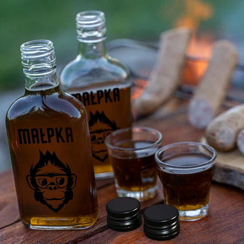 Taskumattipullo 200 ml kierrekorkilla, 'Apina'-painatus, 1 kpl. - 6