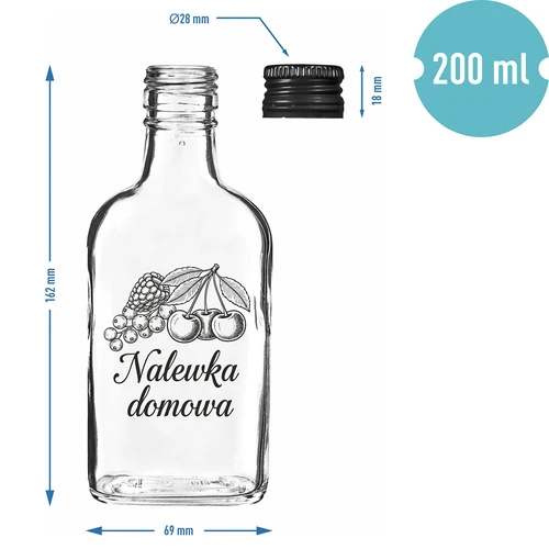 Taskumattipullo 200 ml kierrekorkilla, painatus ”Kotitekoinen likööri”, 1 kpl - 4