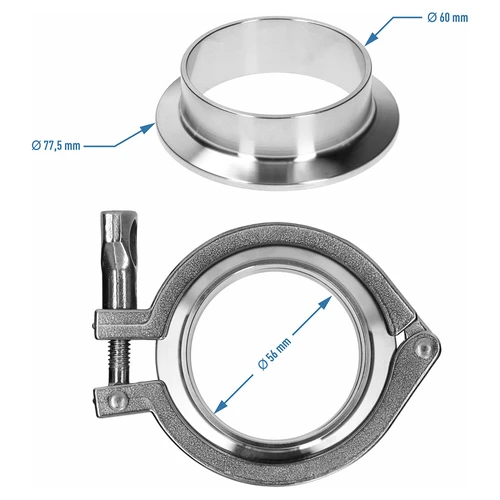 Täydellinen Tri-Clamp-liitin 77,5 x 60 mm - 5
