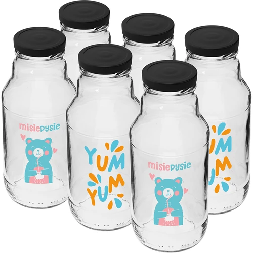 Twist off -pullo 330 ml kierrekorkilla fi43 ja värikkäällä painatuksella - 6 kpl - 2