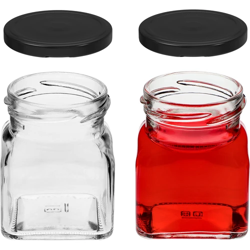 Twist-off purkki 120ml - Neljä kulmaa fi 53 mustalla kannella, 6kpl - 5