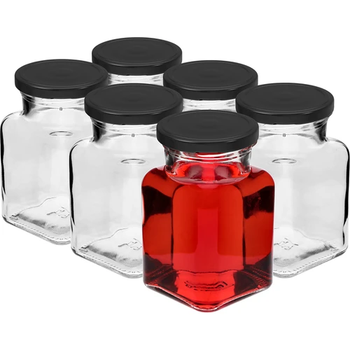 Twist-off purkki 150ml Neljä kulmaa fi 53 mustalla kannella, 6 kpl - 2