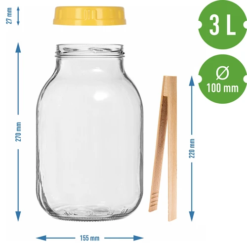 Twist-off purkki 3 L, pihdit ja muovikansi fi 100, kahvalla - 7