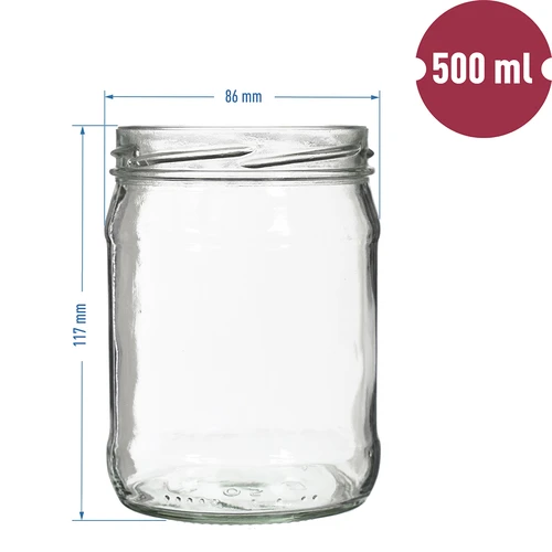 Twist off -purkki 500 ml värillisellä kannella fi82/6 - 6 kpl. - 2