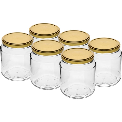 Twist-off purkki, paksukainen 580ml kultaisella kannella fi82/6, 6 kpl.