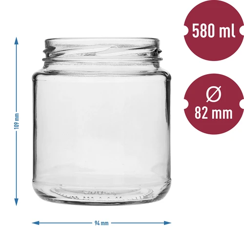 Twist-off purkki, paksukainen 580ml kultaisella kannella fi82/6, 6 kpl. - 5