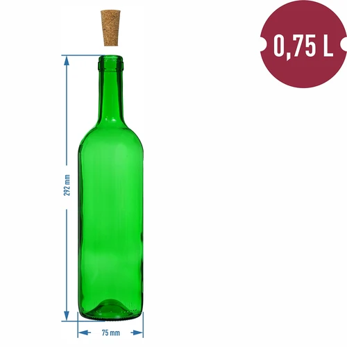 Viinipullo 0,75 L vihreä - pakkaus 8 kpl - 6