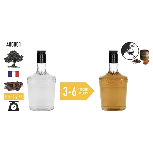 Voimakkaasti paahdetut tammihiutaleet alkoholien aromatisointiin (viski, bourbon, brandy, konjakki, olut), 50 g - 6