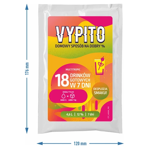 VYPITO 12%, annospussi 18 drinkkiä varten – Multitropic, 126g - 4