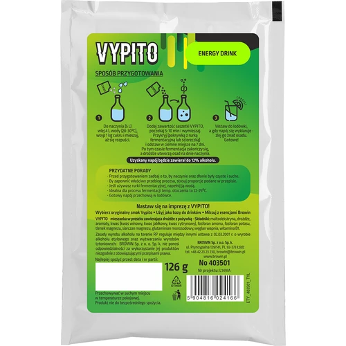 VYPITO 12%, pussi 18 juomalle - Energy drink, 126 g - 2