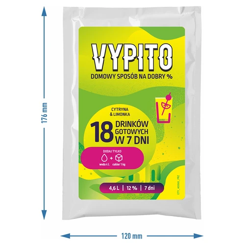 VYPITO 12%, pussi 18 juomalle - Sitruuna & lime, 126 g - 4