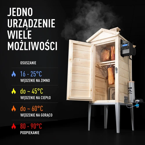 Wi-Fi-savustinkaappi, 200 L - dragON WOOD 100IQ sähköisellä lämmitysmoduulilla ja ohjaimella - 5