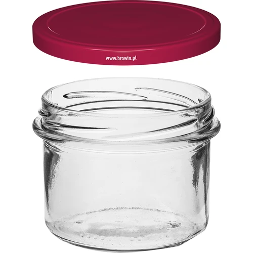 Yksinkertainen purkki 235 ml (fi82) viininpunaisella kannella 6 kpl - 3