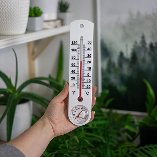 Yleiskäyttöinen valkoinen lämpömittari hygrometrillä (-20°C - +50°C) 25cm - 3