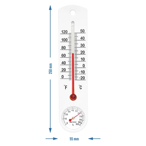 Yleiskäyttöinen valkoinen lämpömittari hygrometrillä (-20°C - +50°C) 25cm - 2