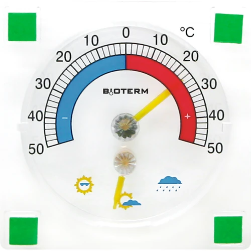 Yleismittari hygrometrillä, läpinäkyvä, itseliimautuva (-50°C - +50°C)