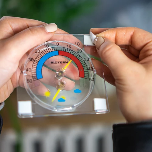 Yleismittari hygrometrillä, läpinäkyvä, itseliimautuva (-50°C - +50°C) - 6